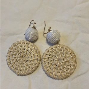 Neutral rattan statement earrings! Never worn.